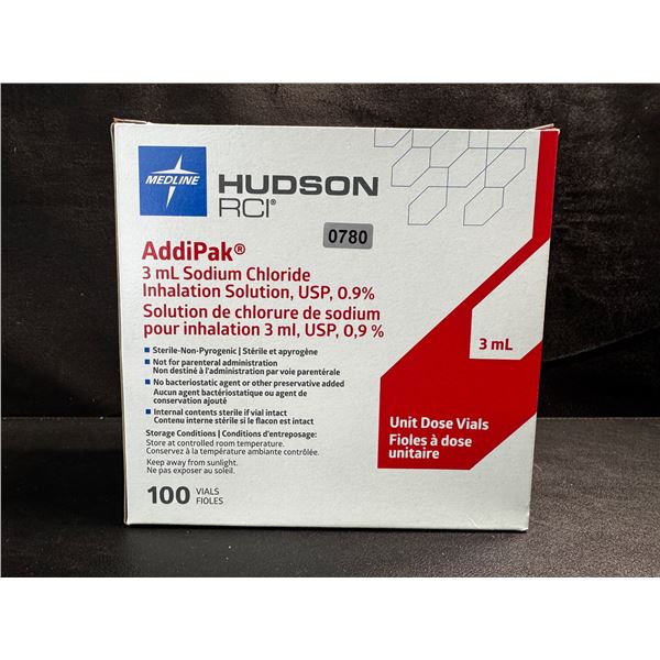 1 Box of Hudson AddiPak 3ml Sodium Chloride/Saline Dose Vials - New
