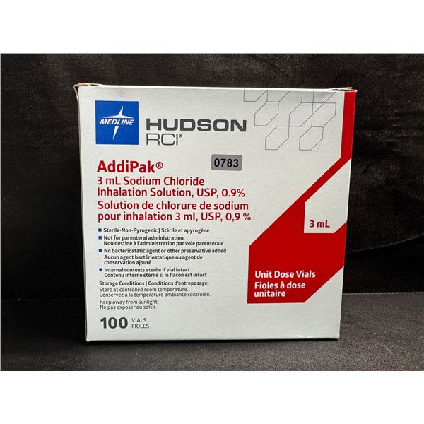 1 Box of Hudson AddiPak 3ml Sodium Chloride/Saline Dose Vials - New
