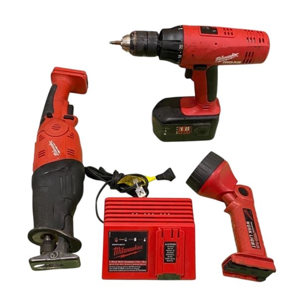 Lot of Milwauke Tools - /Drill/Sawzall/Light/1 Battery/Charger (Working)