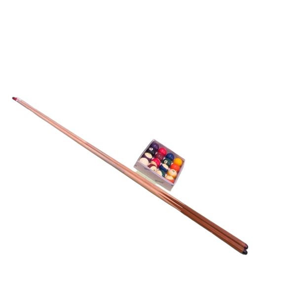 Lot of 2 Pool Sticks and Box of 16 Pool Balls