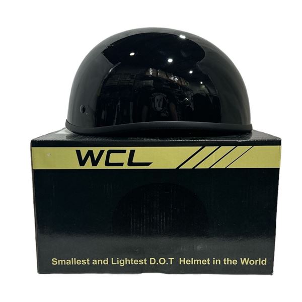New WCL Beanie Motorcycle Helmet (Gloss Black) - Size : Medium