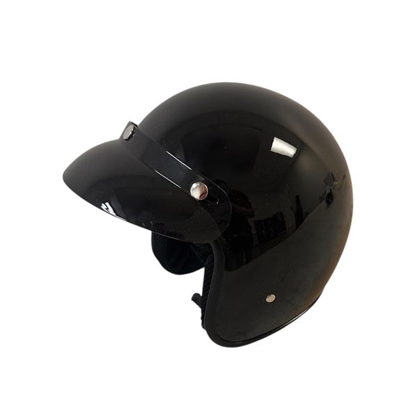 New WCL 2057 Open Face Helmet w/Visor & Face Mask (Gloss Black) - Size : XXL