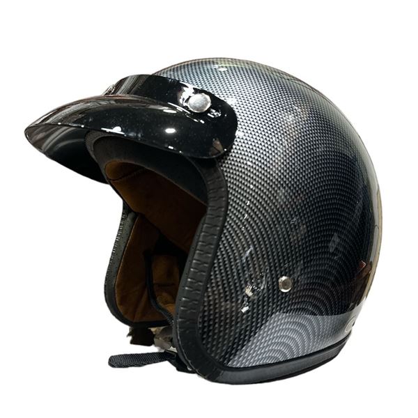 New WCL "TN-8658" Open Face Helmet w/Shade Visor & Face Mask (Carbon Look) - Size : XXL