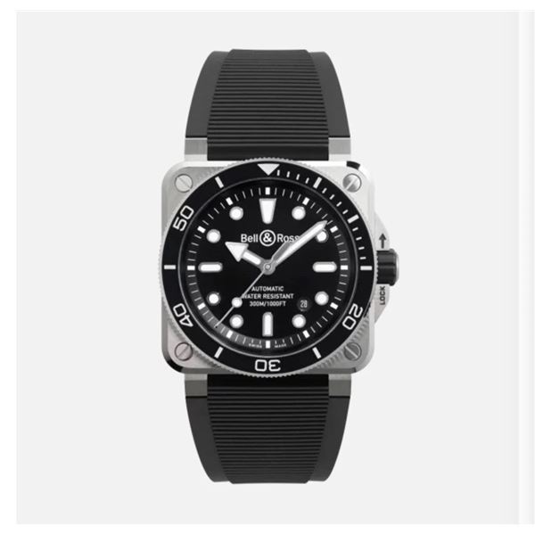 Brand New 2025 Bell & Ross BR-03 Diver Black Steel Complete BR03A-D-BL-ST/SRB ($6944)