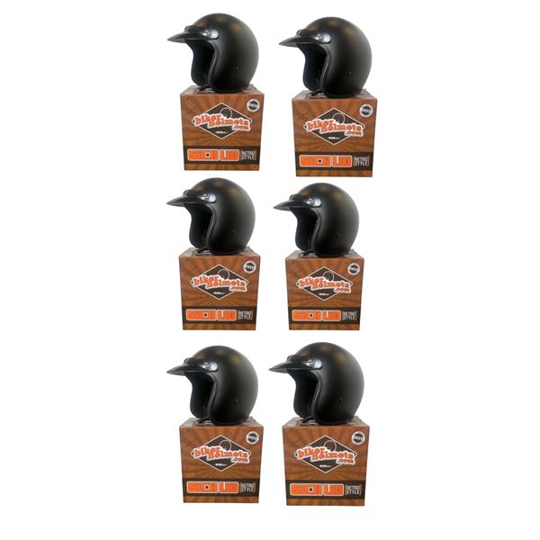 Lot of 6 New WSB Sick Lid Retro Style Open Faced Helmet w/ Snap on Visor (Matte Black) - Size XXL Re