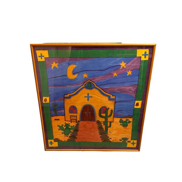 Large Framed Desert Church Artwork (Aprox 36" x 34")