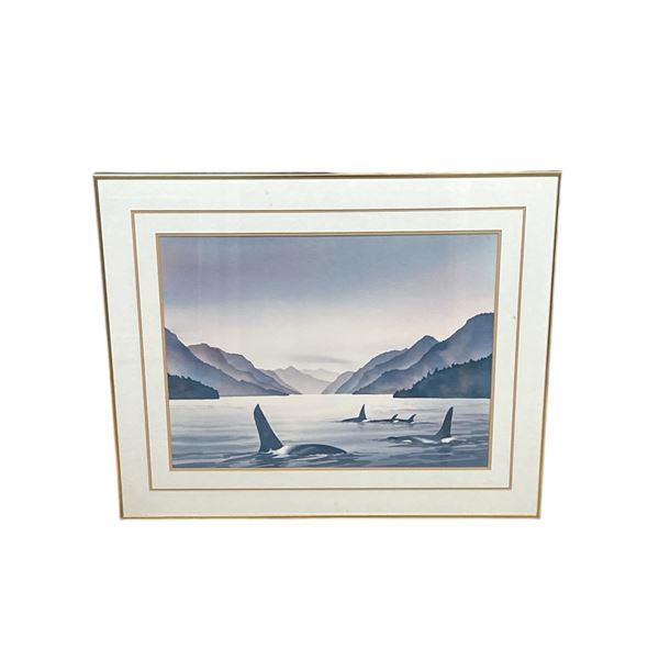 Framed Whale Artwork B. Roberts (Aprox 32" x 26")