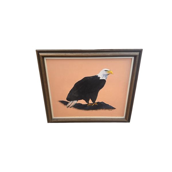 Bald Eagle Oil Painting On Canvas Signed "Nancy" (Aprox 28.5" x 24.5")