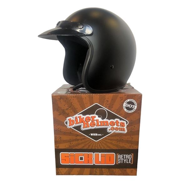 New WSB Sick Lid Retro Style Open Faced Helmet (Matte Black) - Size : XS