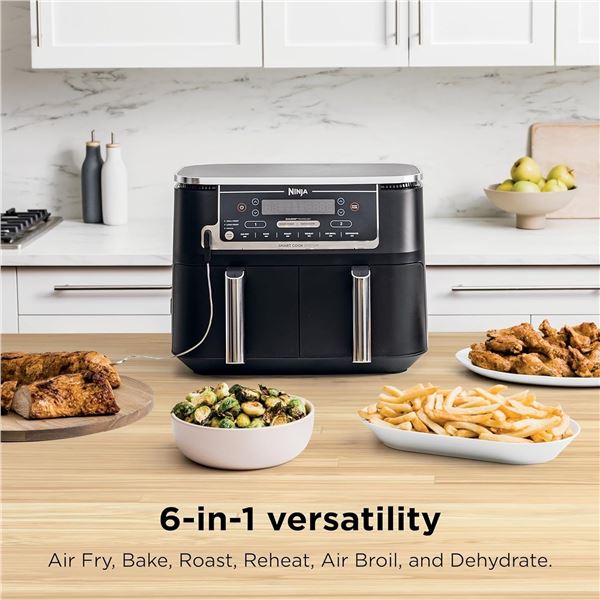 Ninja Foodi 10 QT 6-in-1 DualZone Smart XL Air Fryer, 2 Independent 5QT Baskets, Smart Cook Thermome