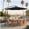 Image 2 : CorLiving 9.5ft Tilting Offset Patio Umbrella with Crank and Cross Base - RV: $140 - (Color Varies)