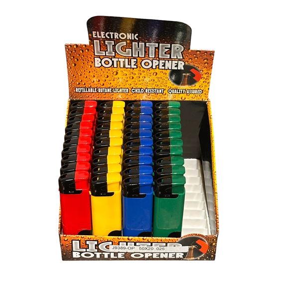 Group of 40 Refillable Click Lighters with Bottle Opener