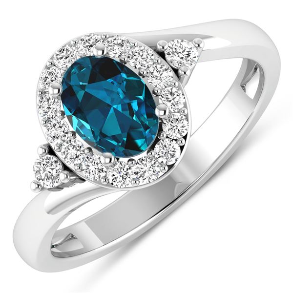 14KT White Gold 0.7ctw London Blue Topaz and Diamond Ring