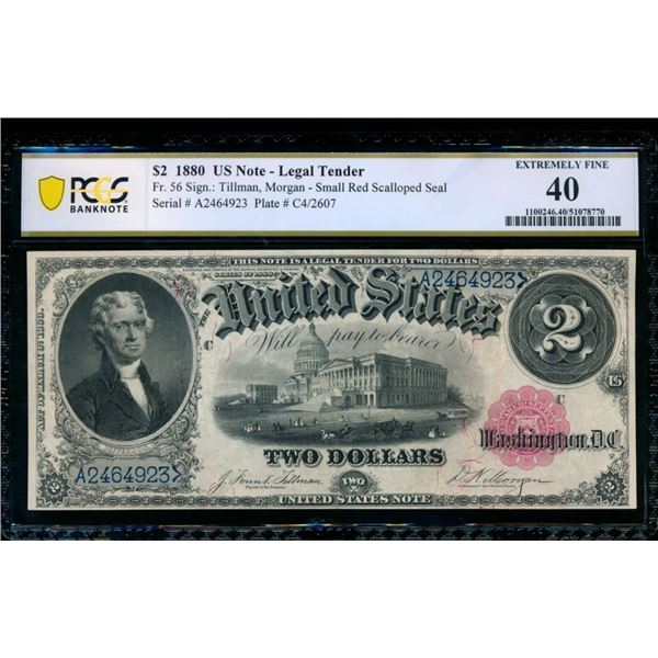 1880 $2 Legal Tender Note PCGS 40