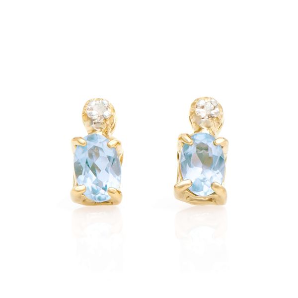 Plated 18KT Yellow Gold and Sterling Silver 0.82ctw Aquamarine Earrings
