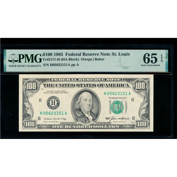 1985 $100 St Louis FRN PMG 65EPQ