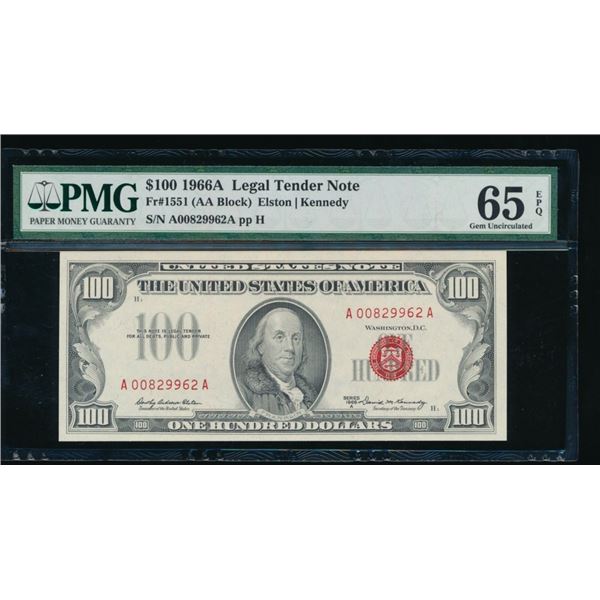 1966A $100 Legal Tender Note PMG 65EPQ