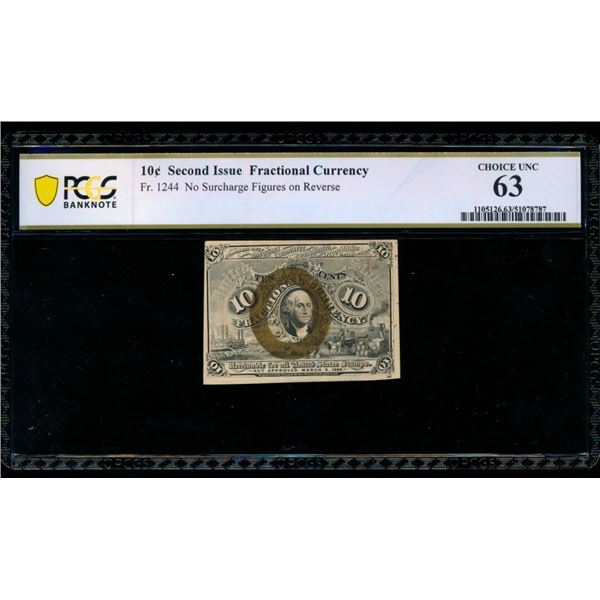 10 Cent Second Issue Fractional PCGS 63