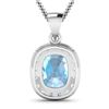 Image 3 : 14KT White Gold 3ctw Aquamarine and Diamond Pendant