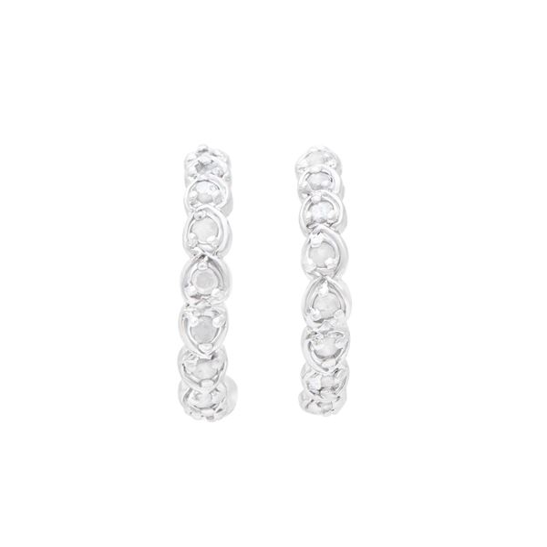 Plated Rhodium and Sterling Silver 0.51ctw Diamond Earrings