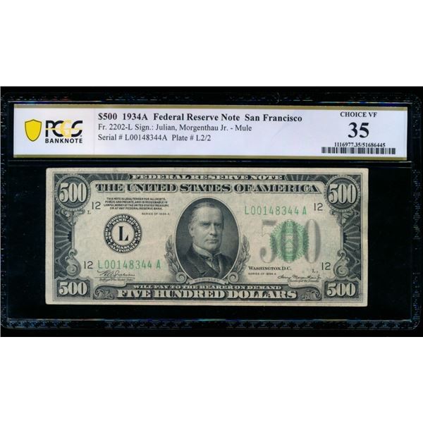 1934A $500 San Francisco FRN PCGS 35