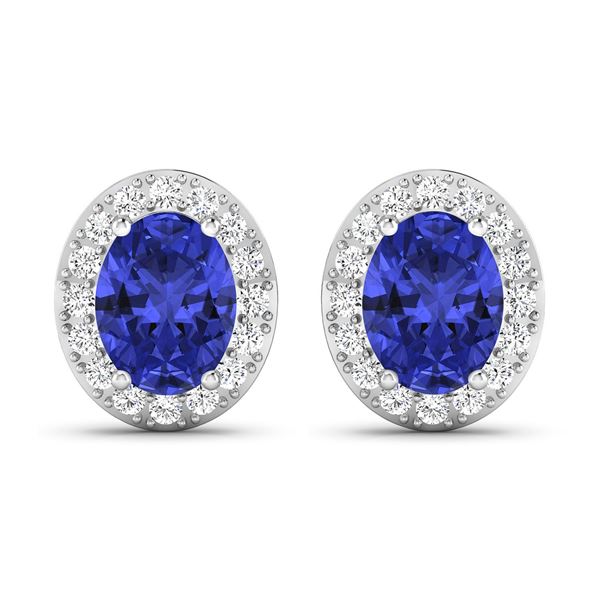 14KT White Gold 2.18ctw Tanzanite and Diamond Earrings