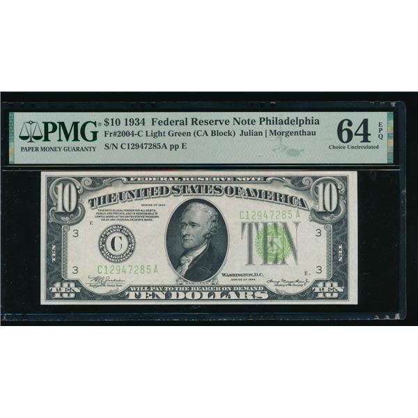 1934 $10 Philadelphia FRN PMG 64EPQ