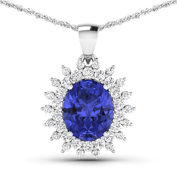 14KT White Gold 3.75ctw Tanzanite and Diamond Pendant