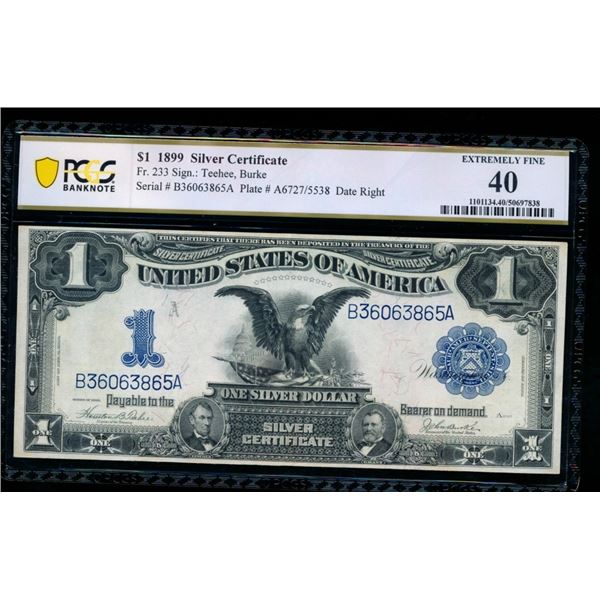 1899 $1 Black Eagle Silver Certificate PCGS 40