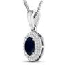 Image 2 : 14KT White Gold 0.75ctw Blue Sapphire and Diamond Pendant