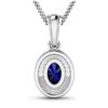 Image 3 : 14KT White Gold 0.75ctw Blue Sapphire and Diamond Pendant
