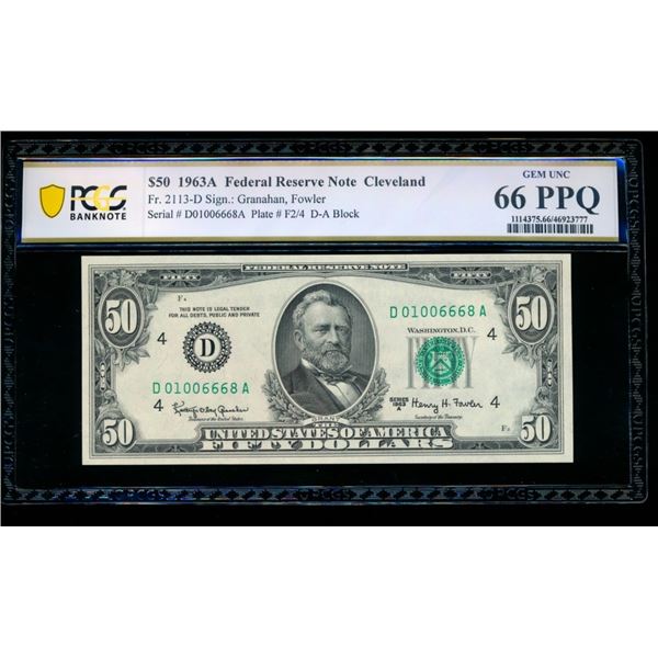 1963A $50 Cleveland FRN PCGS 66PPQ