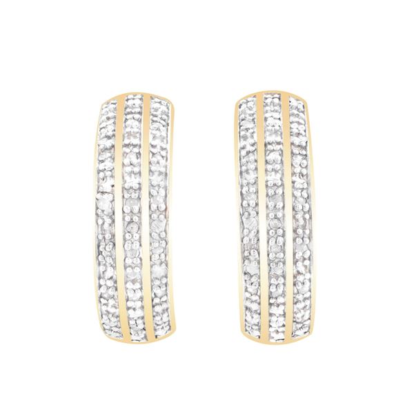 Plated 18KT Yellow Gold and Sterling Silver 0.32ctw Diamond Earrings