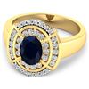 Image 3 : 14KT Yellow Gold 1.3ct Blue Sapphire and Diamond Ring