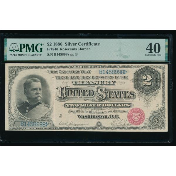 1886 $2 Silver Certificate PMG 40