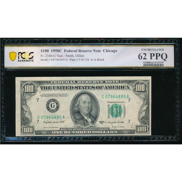 1950C $100 Chicago FRN PCGS 62PPQ