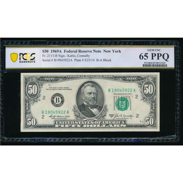 1969A $50 New York FRN PCGS 65PPQ