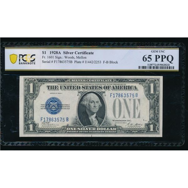 1928A $1 Silver Certificate PCGS 65PPQ