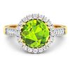 Image 3 : 14KT Yellow Gold 2.6ctw Peridot and Diamond Ring