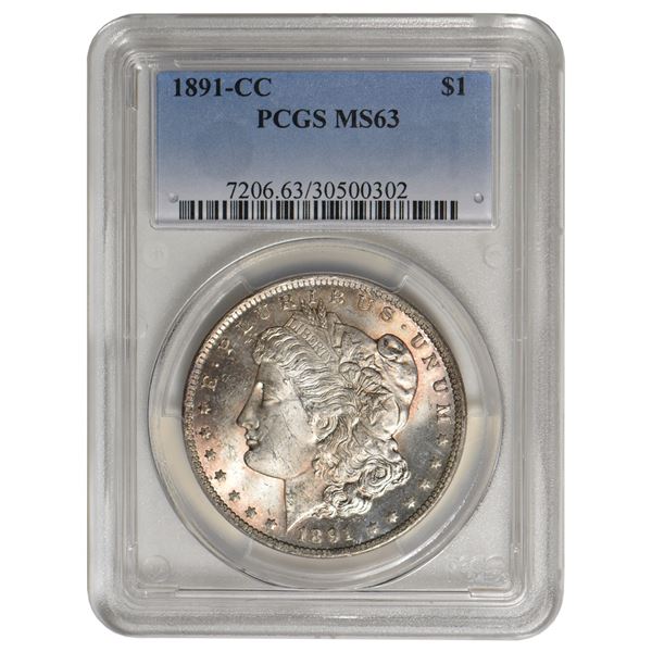 1891-CC $1 Spitting Eagle Morgan Silver Dollar PCGS MS63