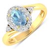Image 1 : 14KT Yellow Gold 0.51ctw Aquamarine and Diamond Ring