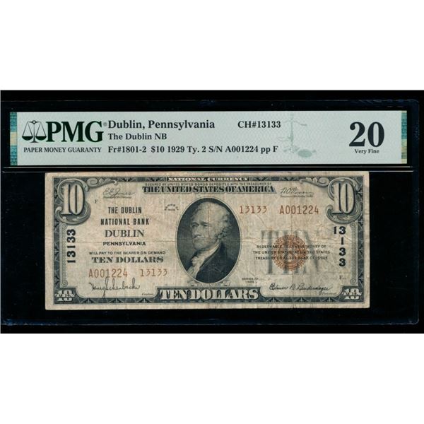 1929 $10 Dublin PA National PMG 20
