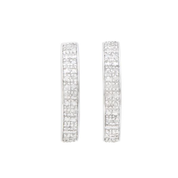 Plated Rhodium and Sterling Silver 0.25ctw Diamond Earrings