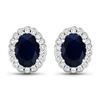 14KT White Gold 1.5ctw Blue Sapphire and Diamond Earrings
