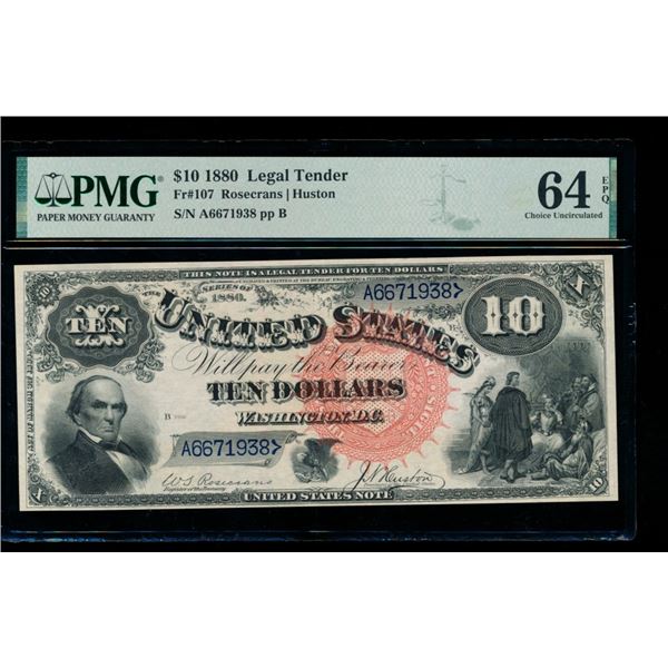 1880 $10 Jackass Legal Tender Note PMG 64EPQ