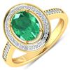 Image 1 : 14KT Yellow Gold 1.53ctw Zambian Emerald and Diamond Ring