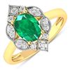 14KT Yellow Gold 1ctw Zambian Emerald and Diamond Ring