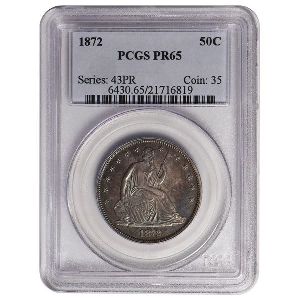 1872 Seated Liberty Half Dollar PCGS PR65