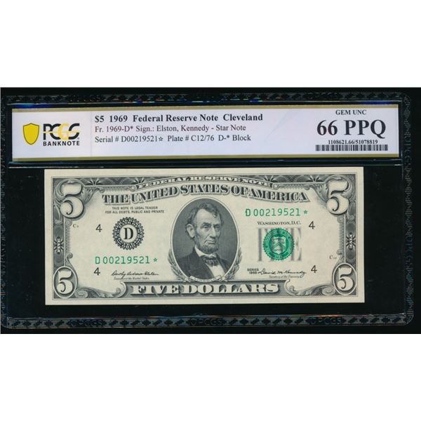 1969 $5 STAR Cleveland FRN PCGS 66PPQ