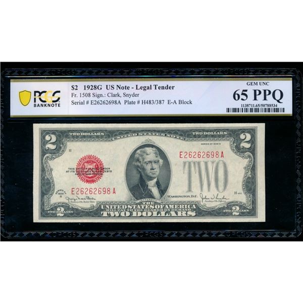 1928G $2 Legal Tender Note PCGS 65PPQ